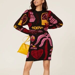 FARM Rio Vibrant Knit Dress with Pink and Yellow Accents